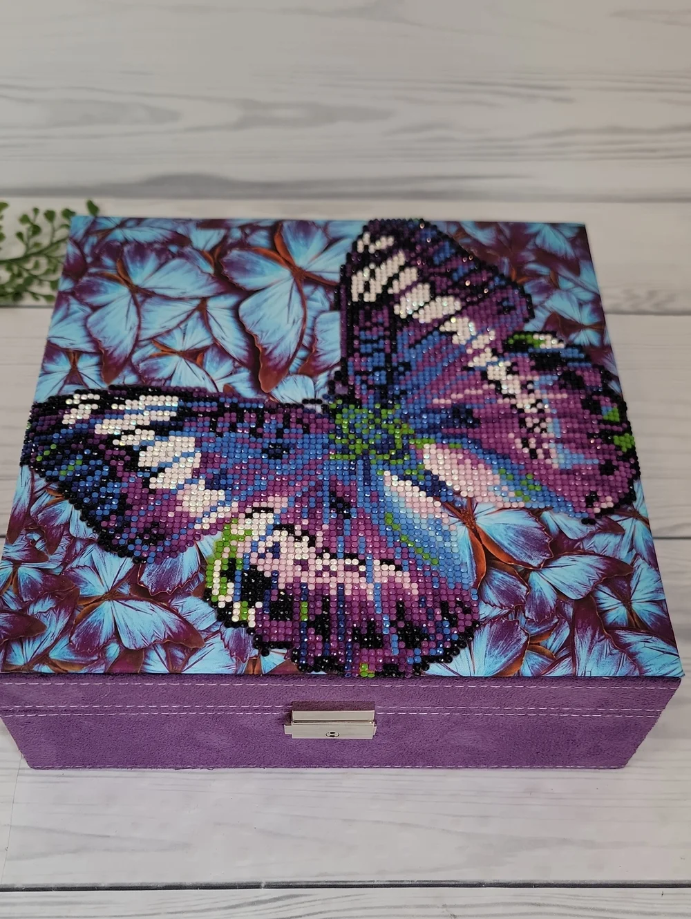 Upcycled Jewelry Case Purple Butterfly Decorative Keepsake Box 10